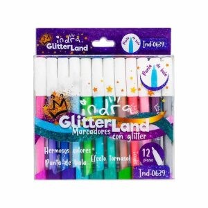 Marcadores con Glitter Indra c/12